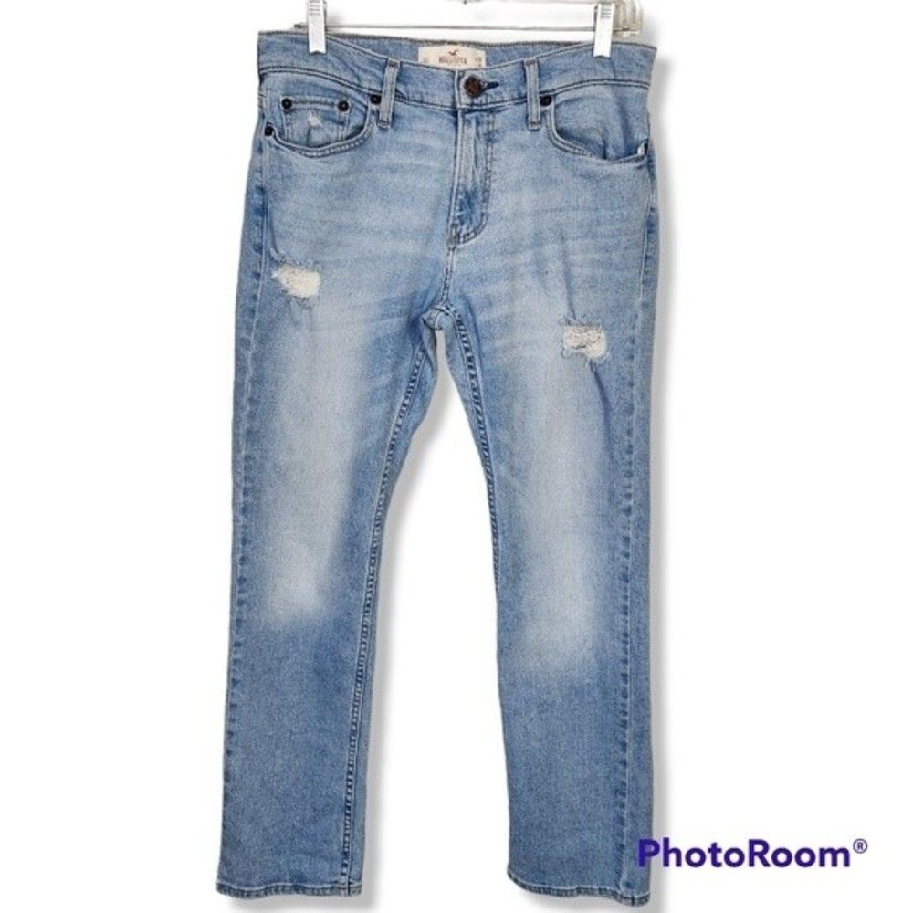 Hollister Distressed Size Measures 30/28 Slim Straight Epic Flex Mens Jean